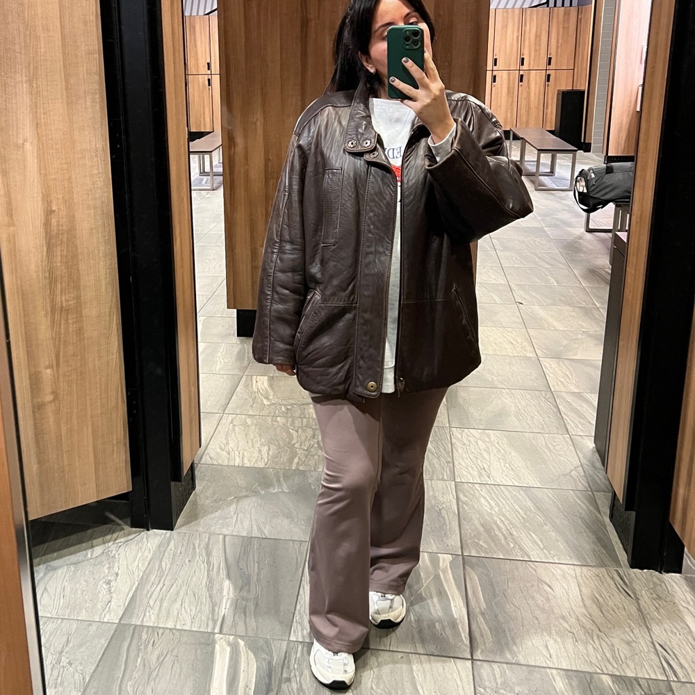 Vintage Brown Leather Coat